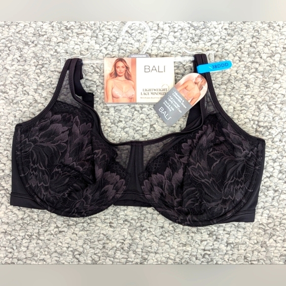 NWT Bali Women's (38DDD) Black Lace Minimizer Convertible Bra With Underwire - Picture 1 of 16